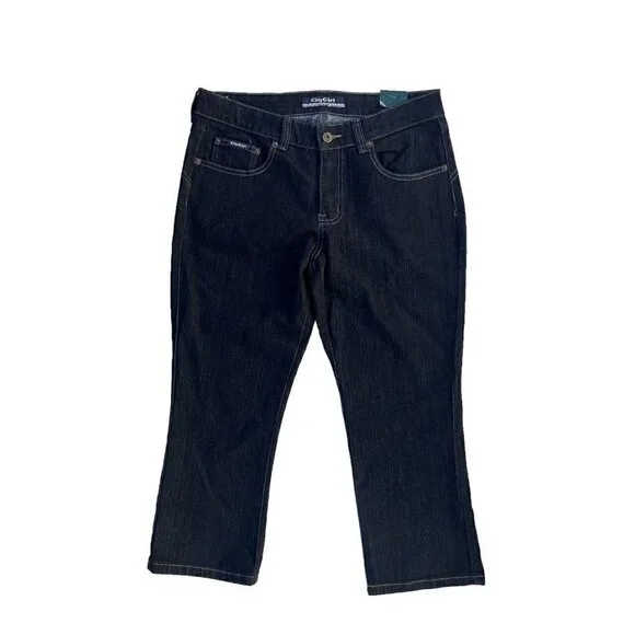 City Girl Ladies Black Denim Cropped Capri Jeans - Picture 12 of 14